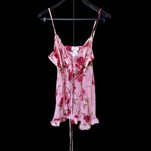 L.A. Intimates Babydoll Roses Chemise Tie Lingerie Coquette Large